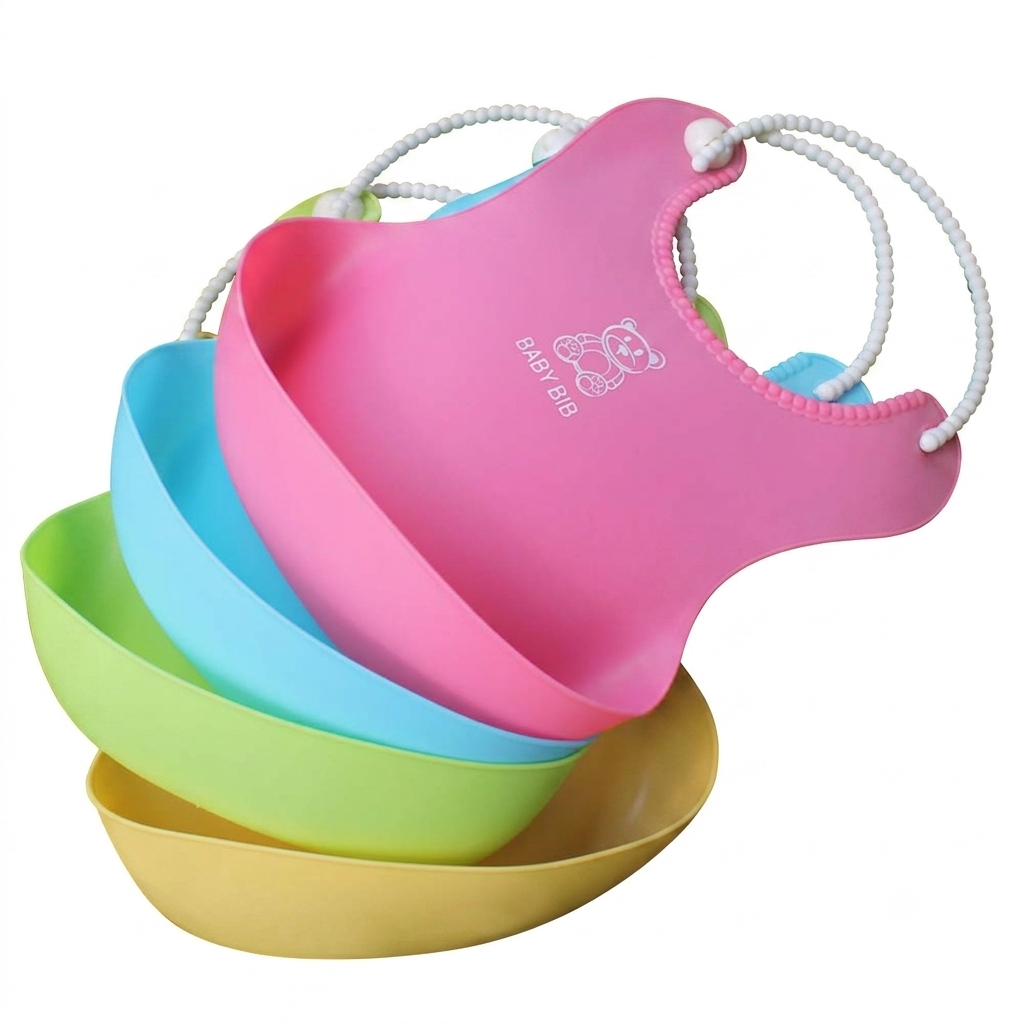 Baby Bloom Waterproof Silicone Baby Bib – Adjustable Cartoon Feeding Bib